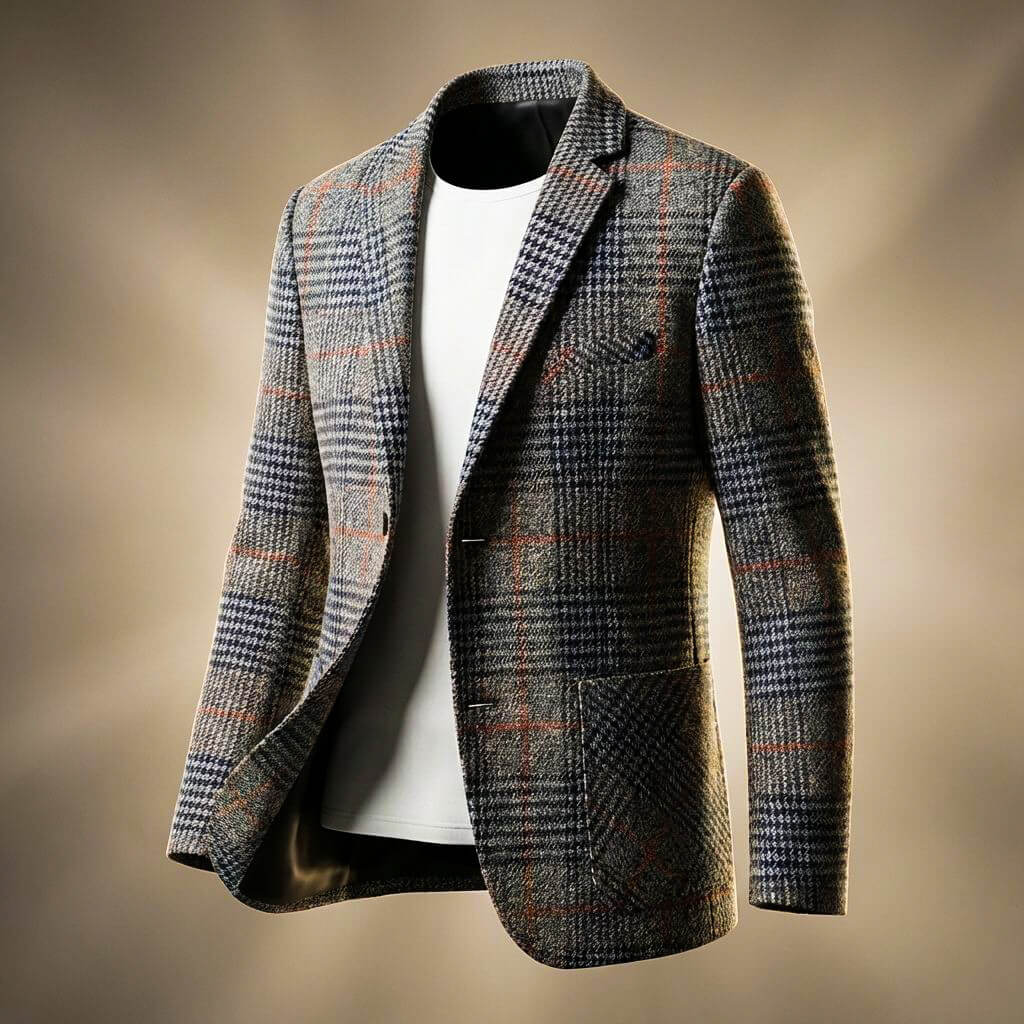 Hollis | Men's Check Blazer with Houndstooth Pattern and Notch Lapels