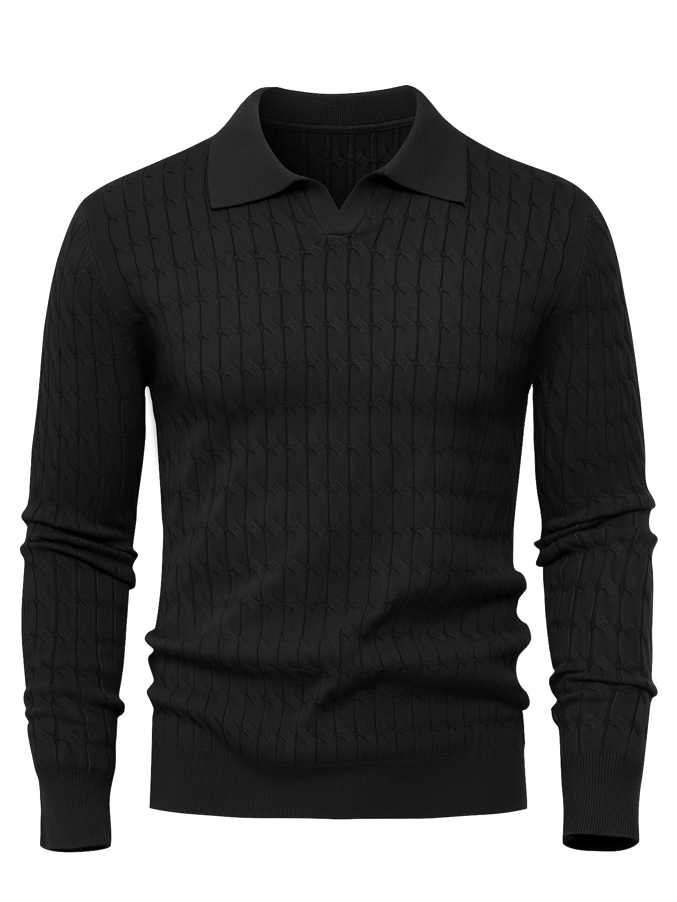Men's Polo Sweater Contrast Collar Loose Fit