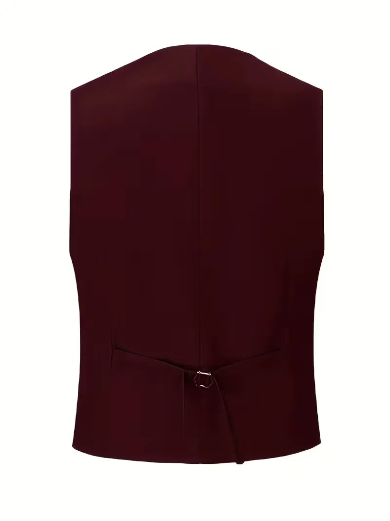 Men's Three Piece Suit Woven Fabric Peak Lapel Double Breasted Waistcoat