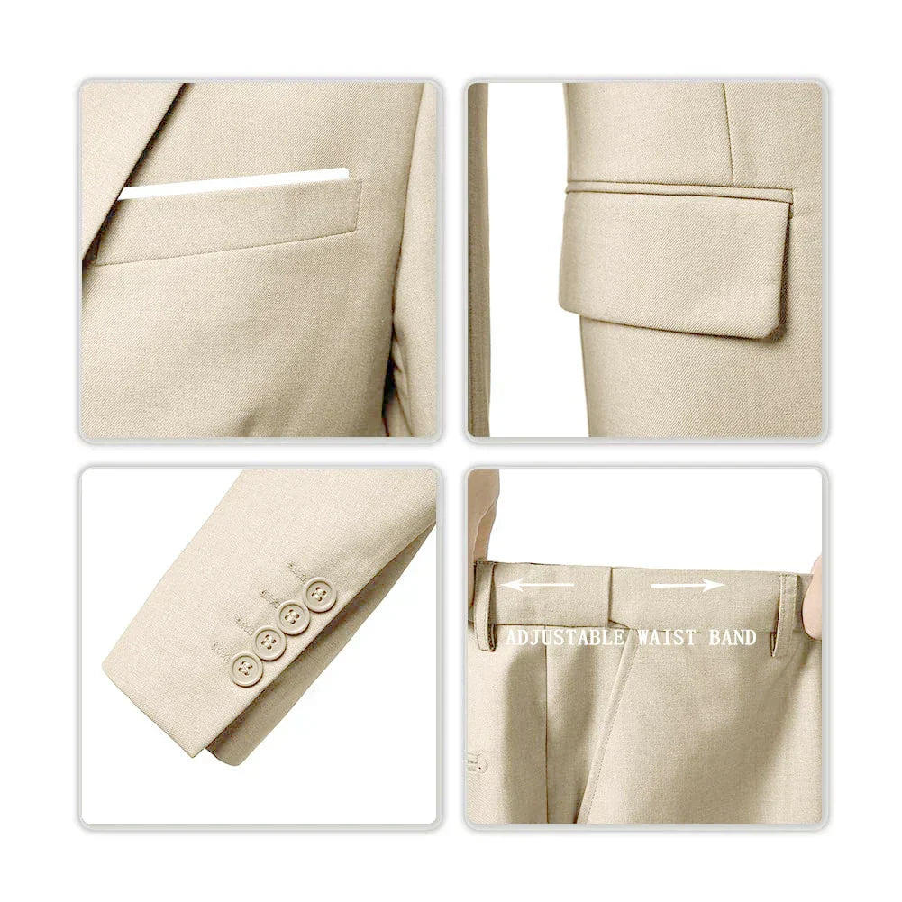 Men's Three Piece Suit Woven Fabric Notch Lapel Tailored Fit Wedding