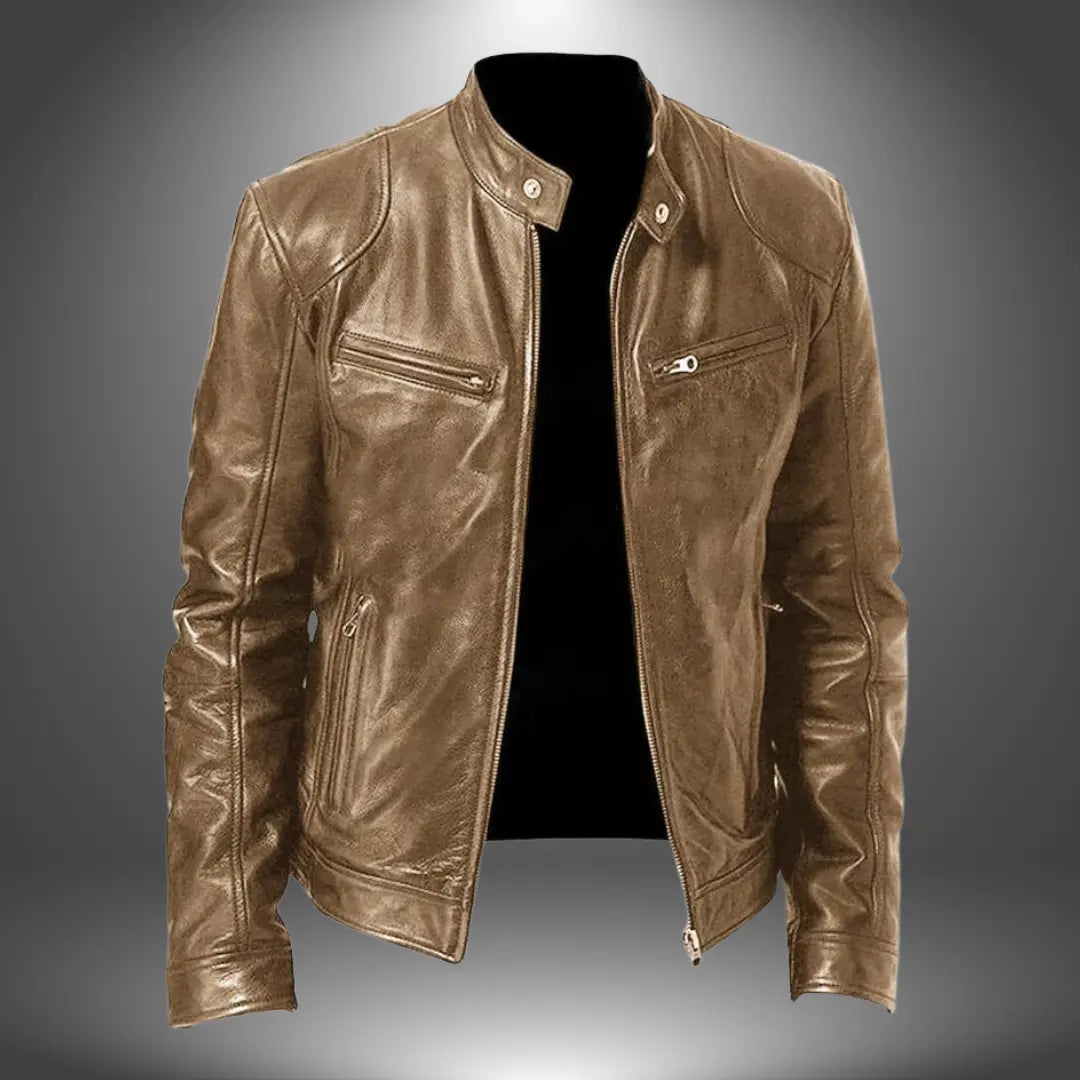 Darius | Men's Zip-Up Biker Jacket with Stand Collar and Pockets - original photo 7