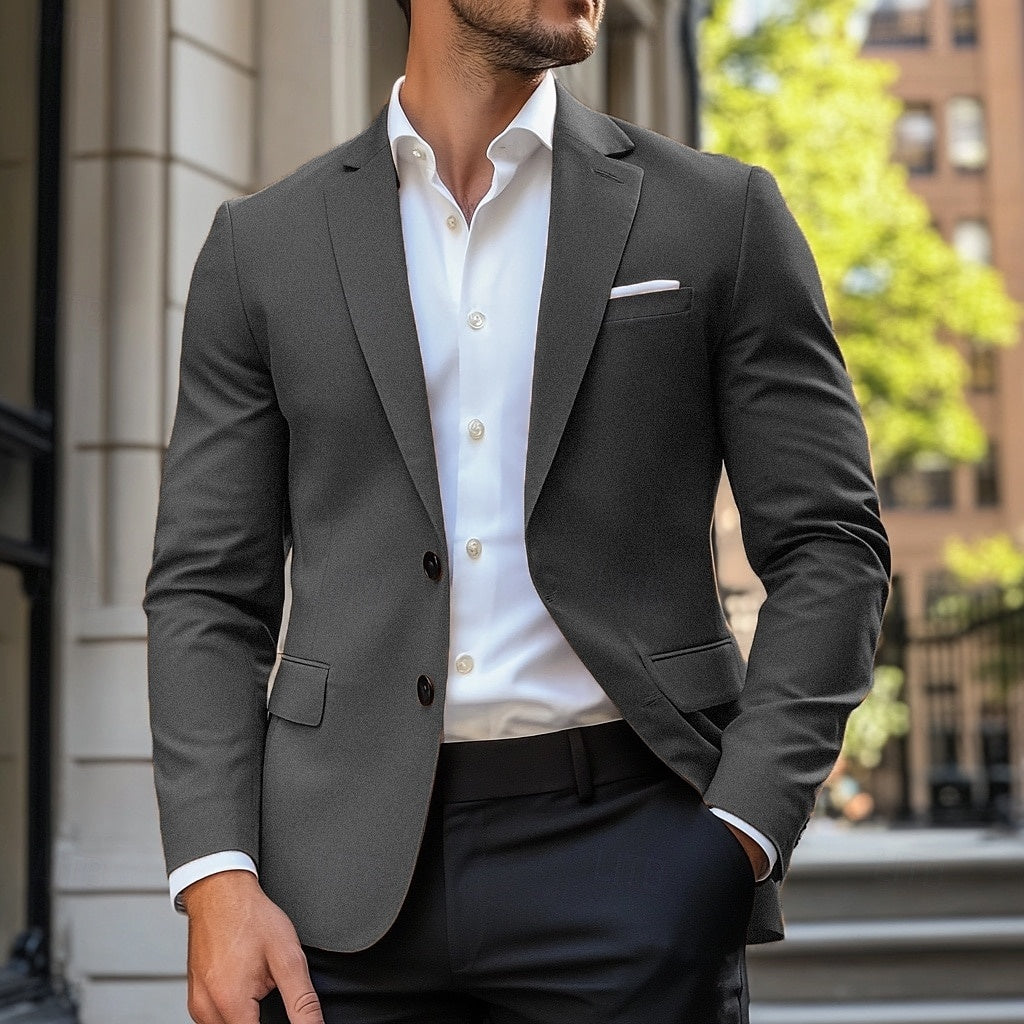 Men’s Casual Single-Breasted Blazer with Notch Lapels and Regular Fit