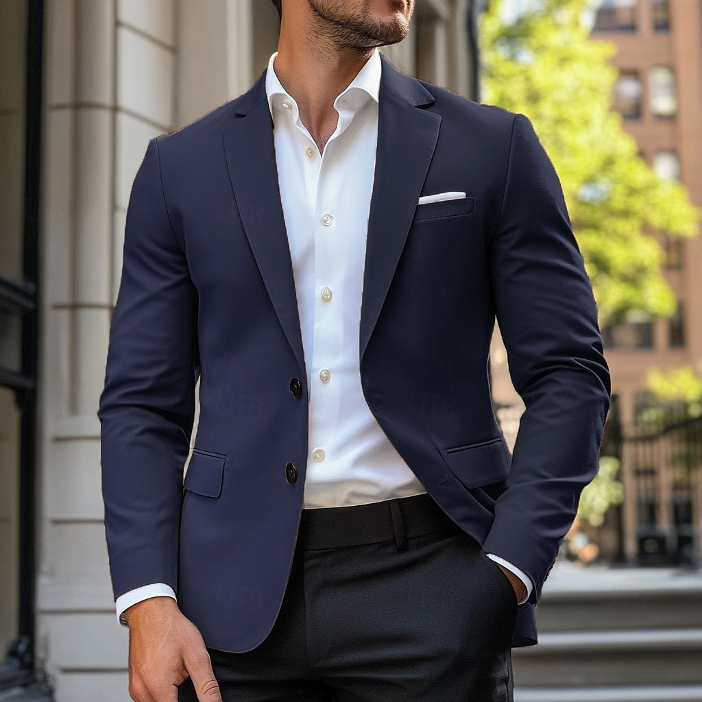 Men’s Casual Single-Breasted Blazer with Notch Lapels and Regular Fit
