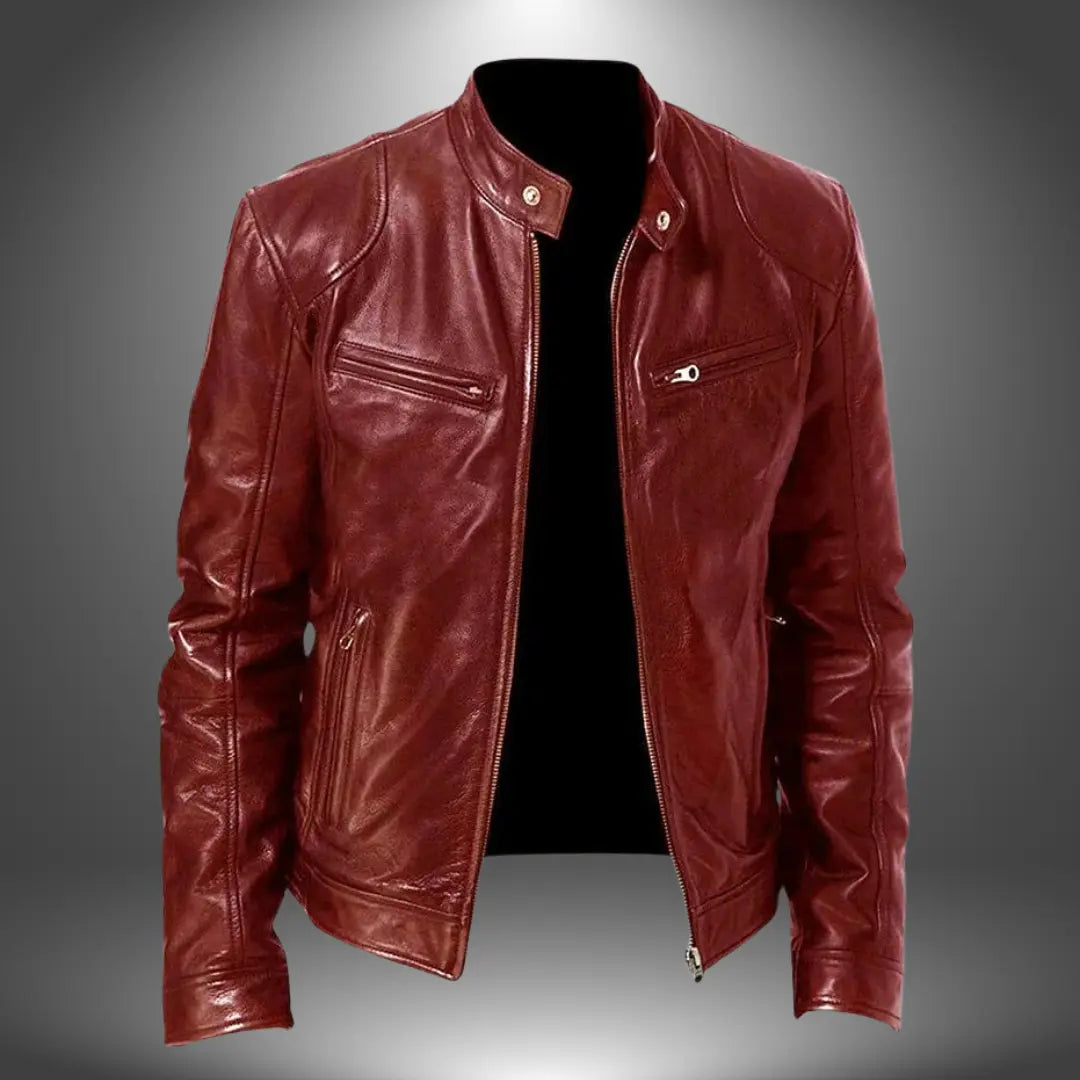 Darius | Men's Zip-Up Biker Jacket with Stand Collar and Pockets - original photo 5