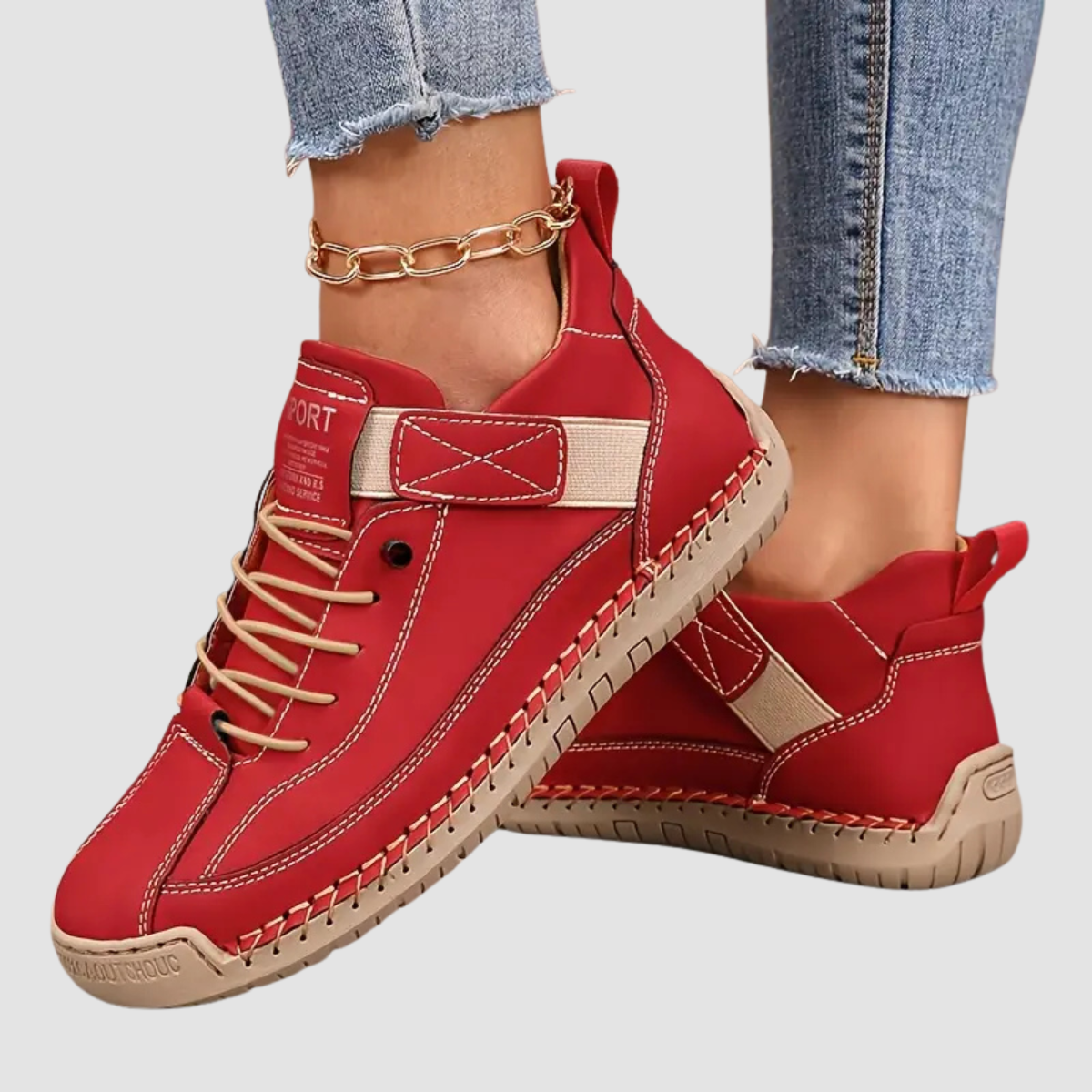 Women Sneaker Leather Slip On Cushioned Wide Fit