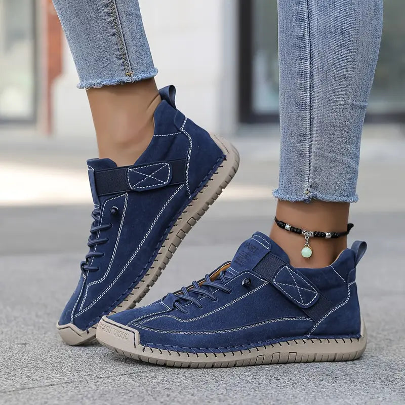 Women Sneaker Leather Slip On Cushioned Wide Fit