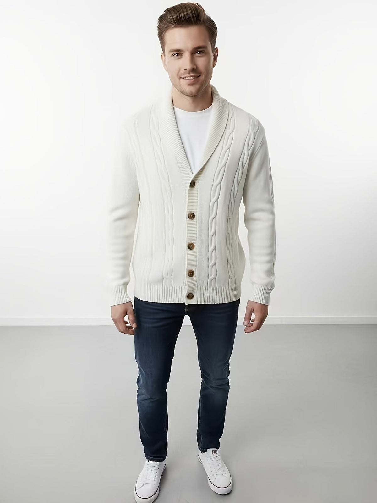 Benedict | Men's Cable-Knit Button-Front Cardigan
