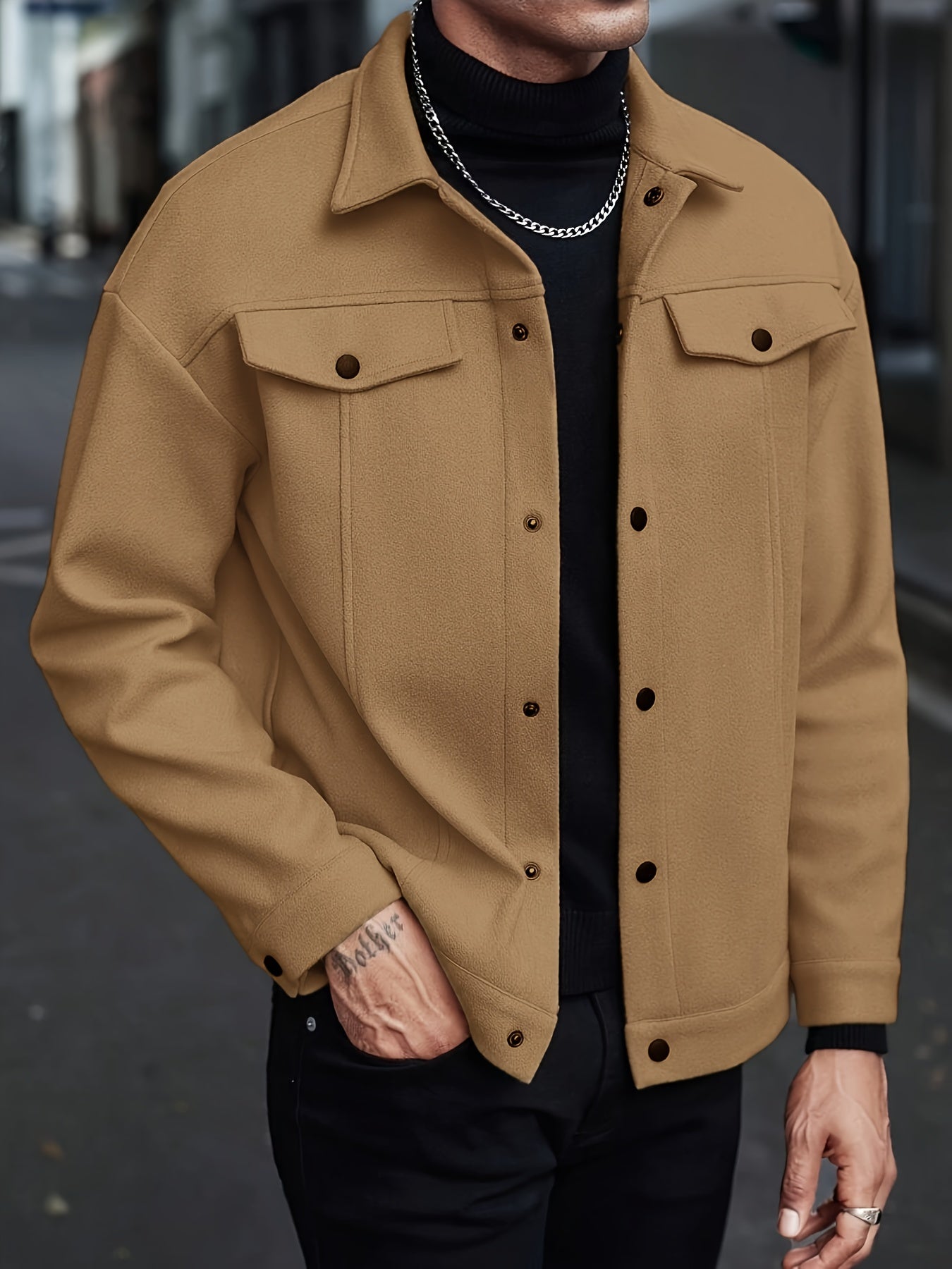 Men's Button Front Jacket Lapel Collar Regular Fit