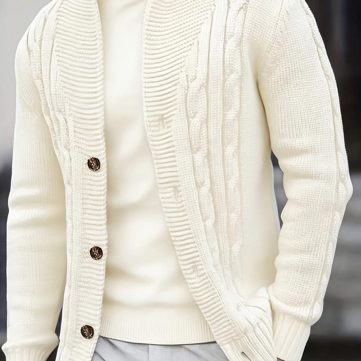 Benedict | Men's Cable-Knit Button-Front Cardigan