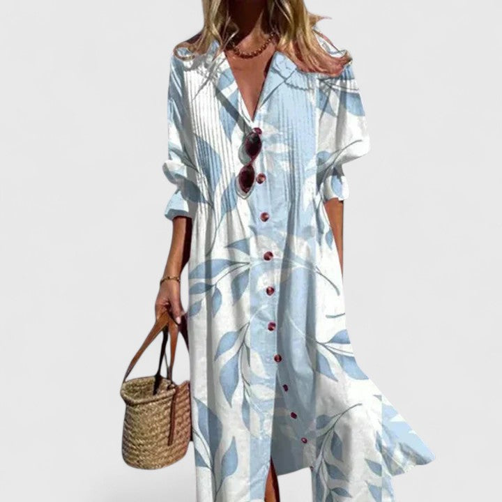 Women's Midi Dress Cotton Bohemian Print Short Sleeve
