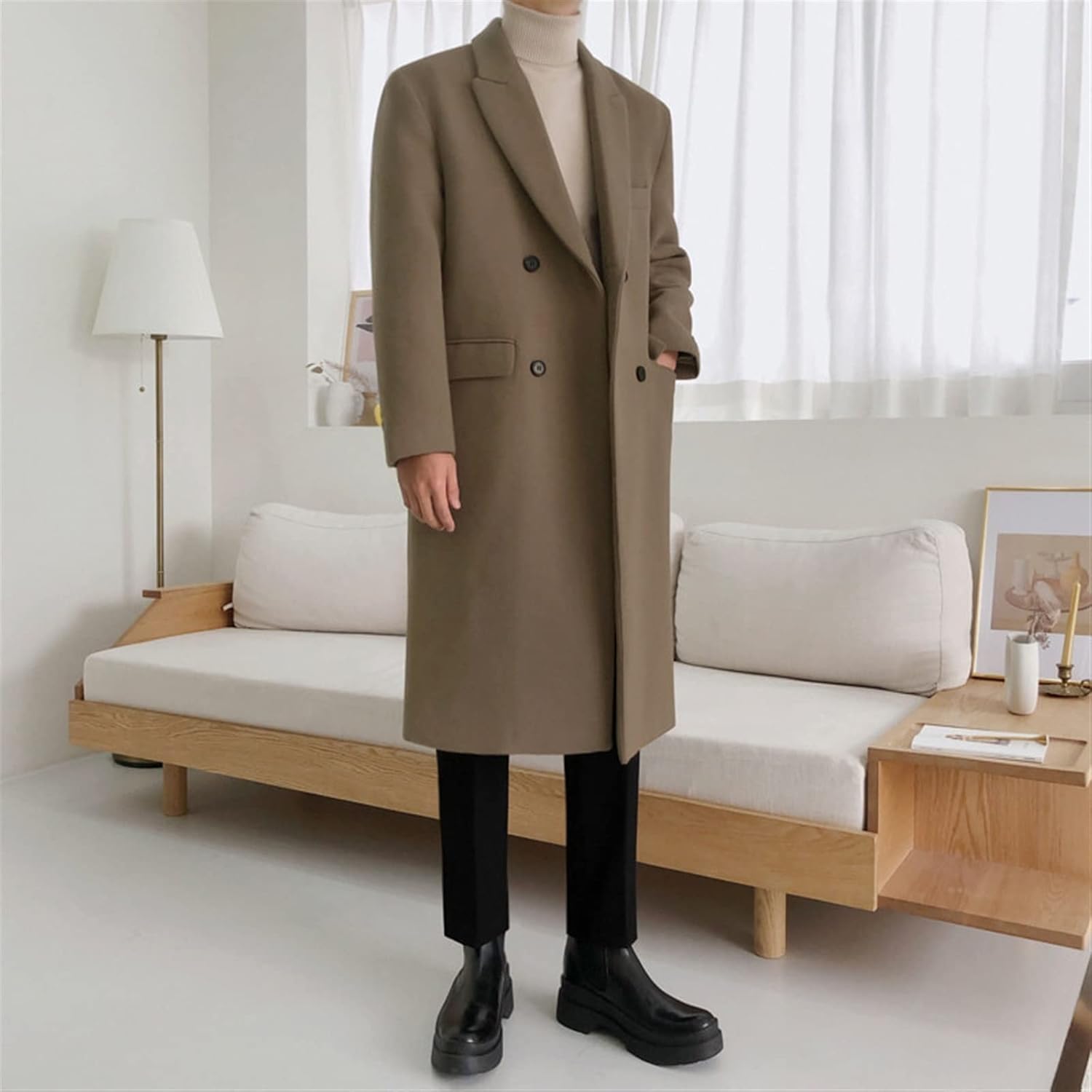 Armand / Men’s Double-Breasted Overcoat with Notched Lapel