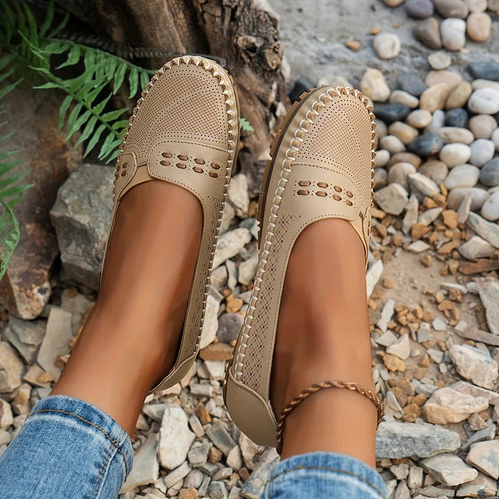 Women's Shoe Suede Slip On Flat Cushioned Footbed