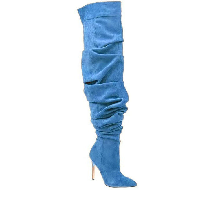 Knee-High Boots in Denim