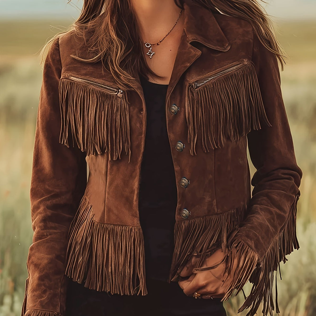 Briar | Women's Fringe Western Button-Front Jacket – image 1