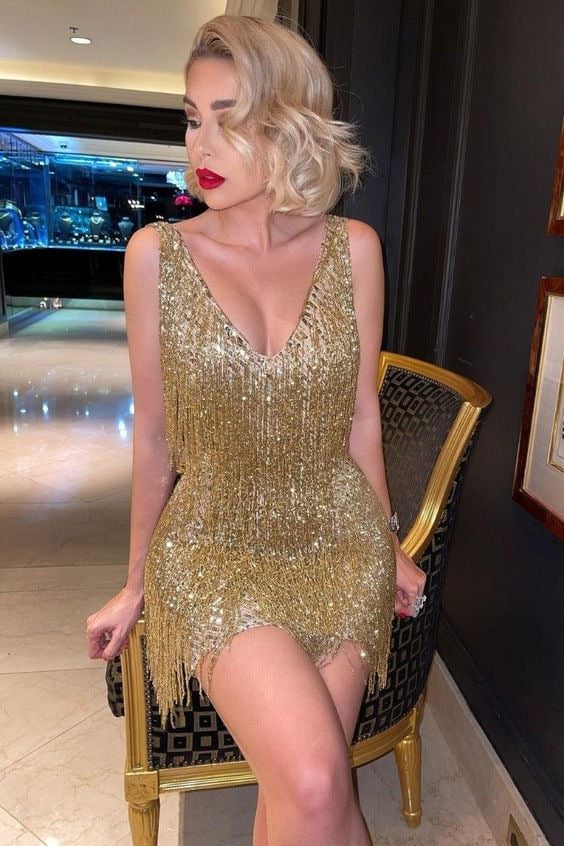 Fringe Party Dress Women Soft Breathable Blend Above Knee Figure Flattering