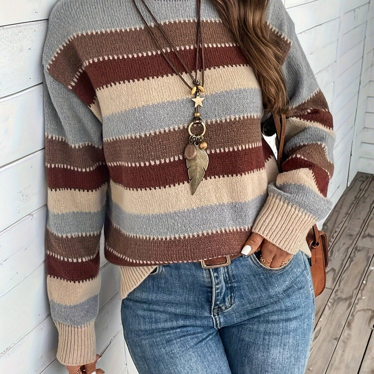 Rosalie | Women's Striped Round-Neck Relaxed Jumper - image 1