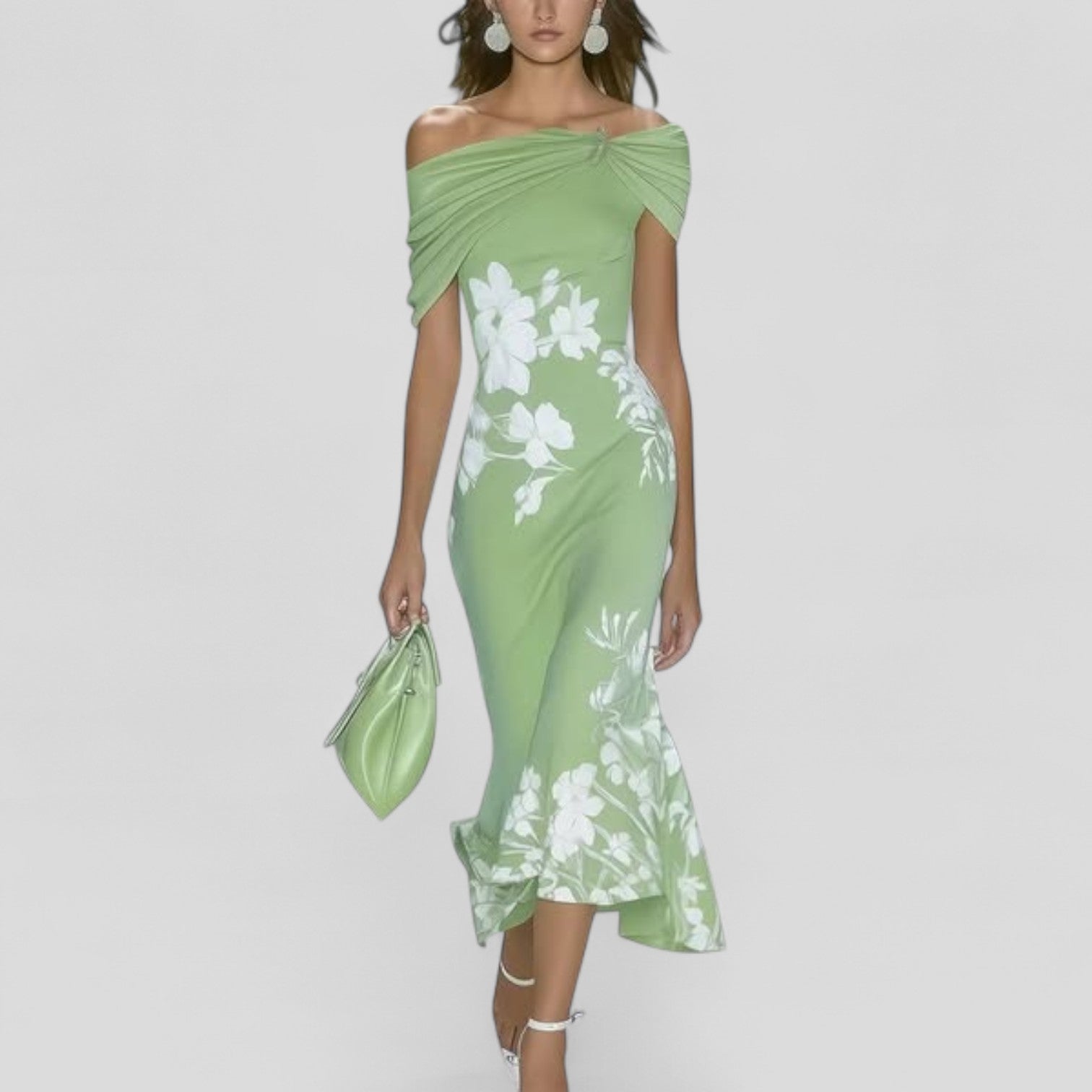 Women's Midi Dress Cotton Relaxed Fit Floral Print