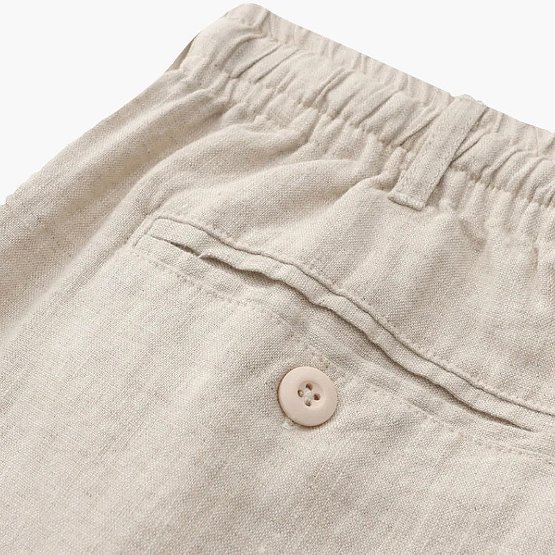 Men's Linen Shorts Elasticated Waist Drawstring Straight Leg Casual
