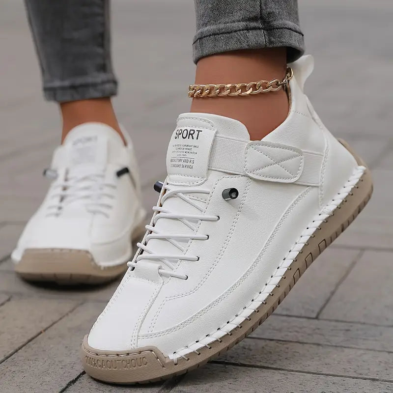 Women Sneaker Leather Slip On Cushioned Wide Fit