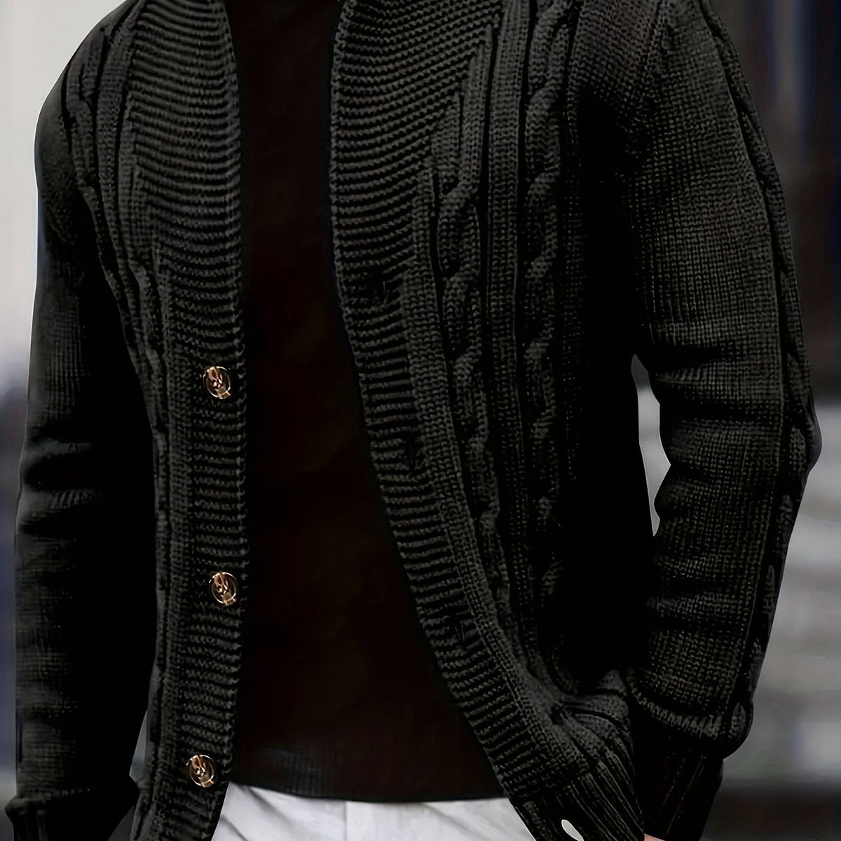 Benedict | Men's Cable-Knit Button-Front Cardigan