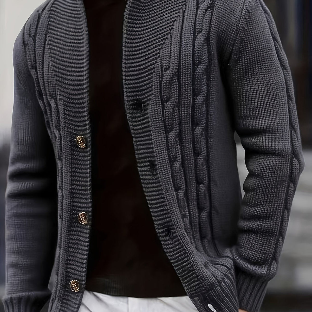 Benedict | Men's Cable-Knit Button-Front Cardigan