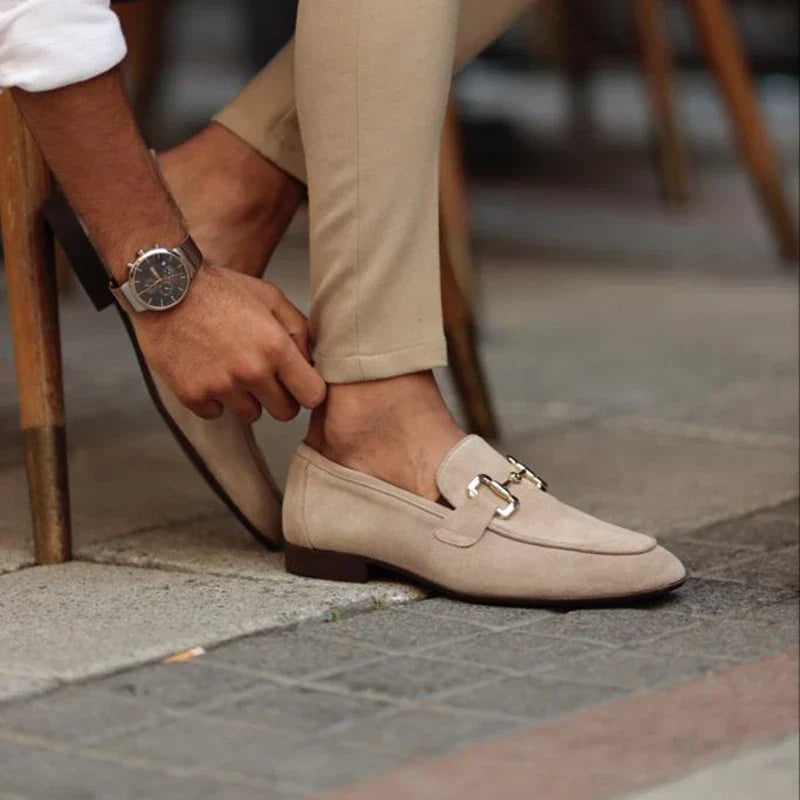 Men's Horsebit Loafers Suede Slip On Metal Buckle Smart Casual