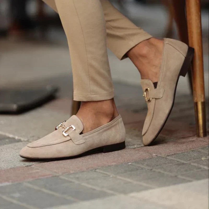 Men's Horsebit Loafers Suede Slip On Metal Buckle Smart Casual