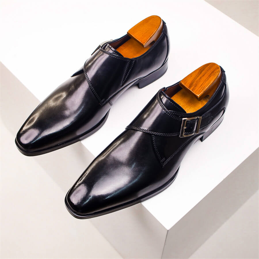 Aldric | Men's Single Monk Strap Shoes with Buckle Fastening and Polished Finish