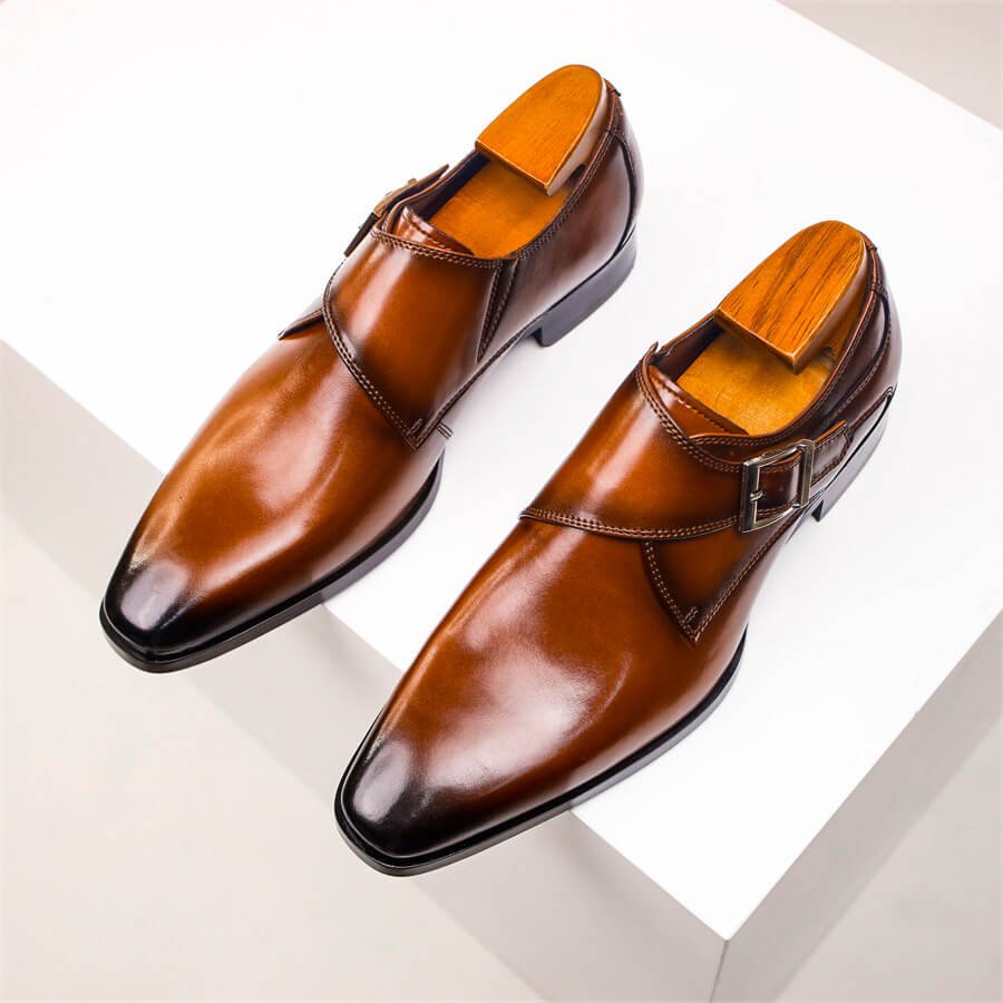 Aldric | Men's Single Monk Strap Shoes with Buckle Fastening and Polished Finish