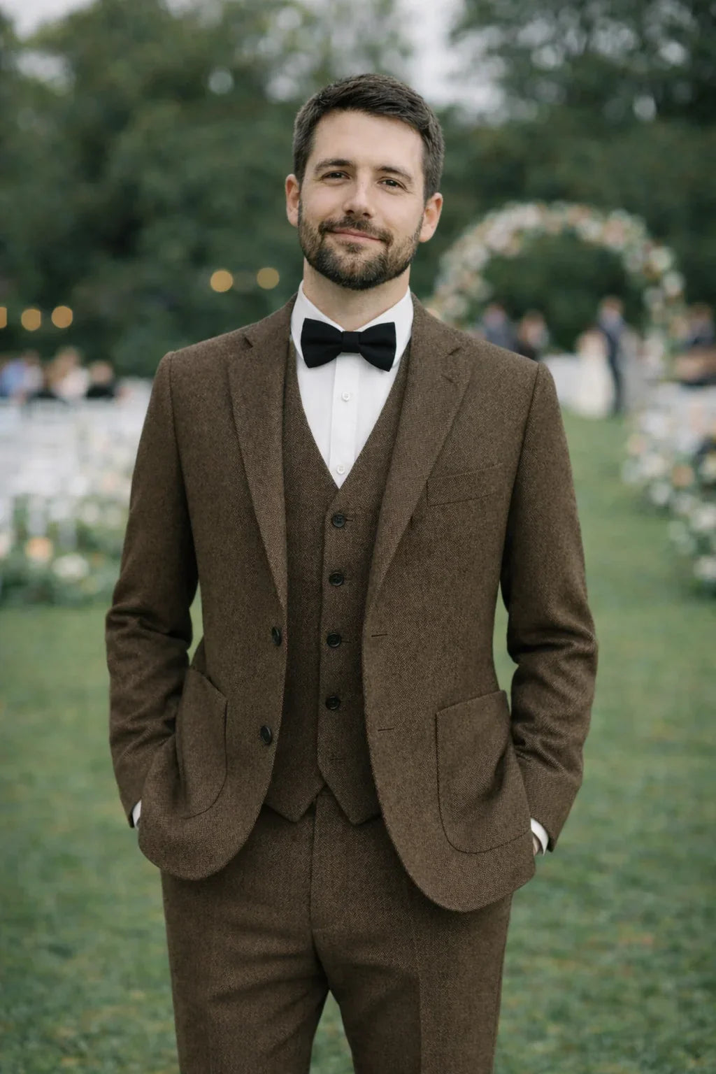 Montgomery | Men's Tweed-Style Three-Piece Wedding Suit - product photo 4