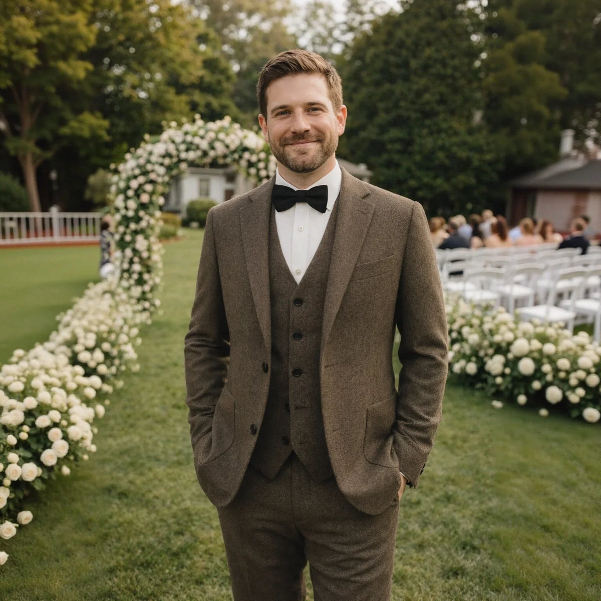 Montgomery | Men's Tweed-Style Three-Piece Wedding Suit - product photo 3