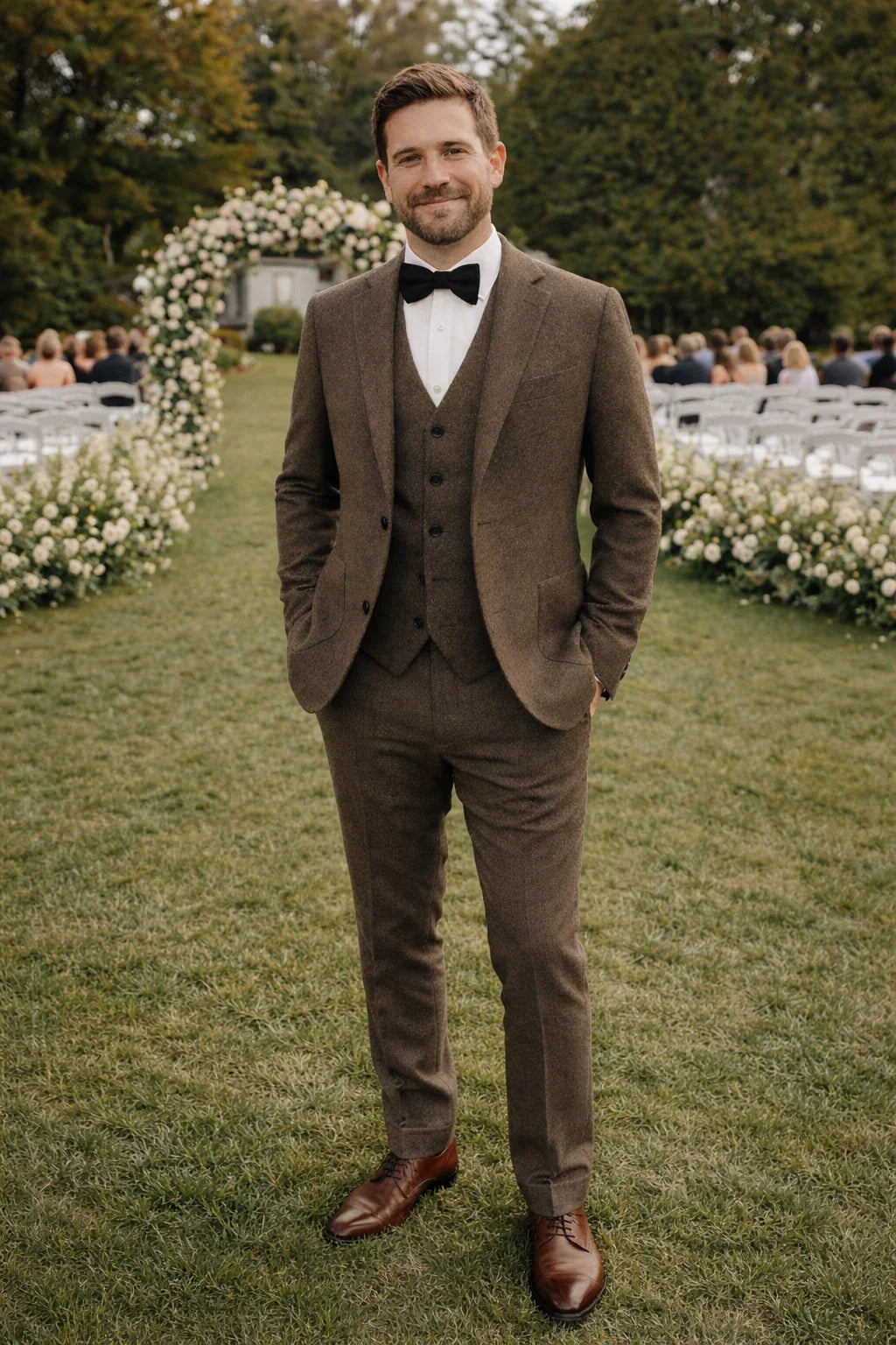 Montgomery | Men's Tweed-Style Three-Piece Wedding Suit - product photo 5