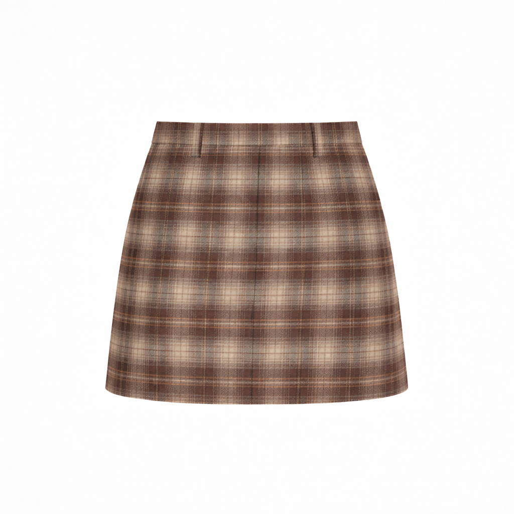Mini Skirt in Plaid with High Waist