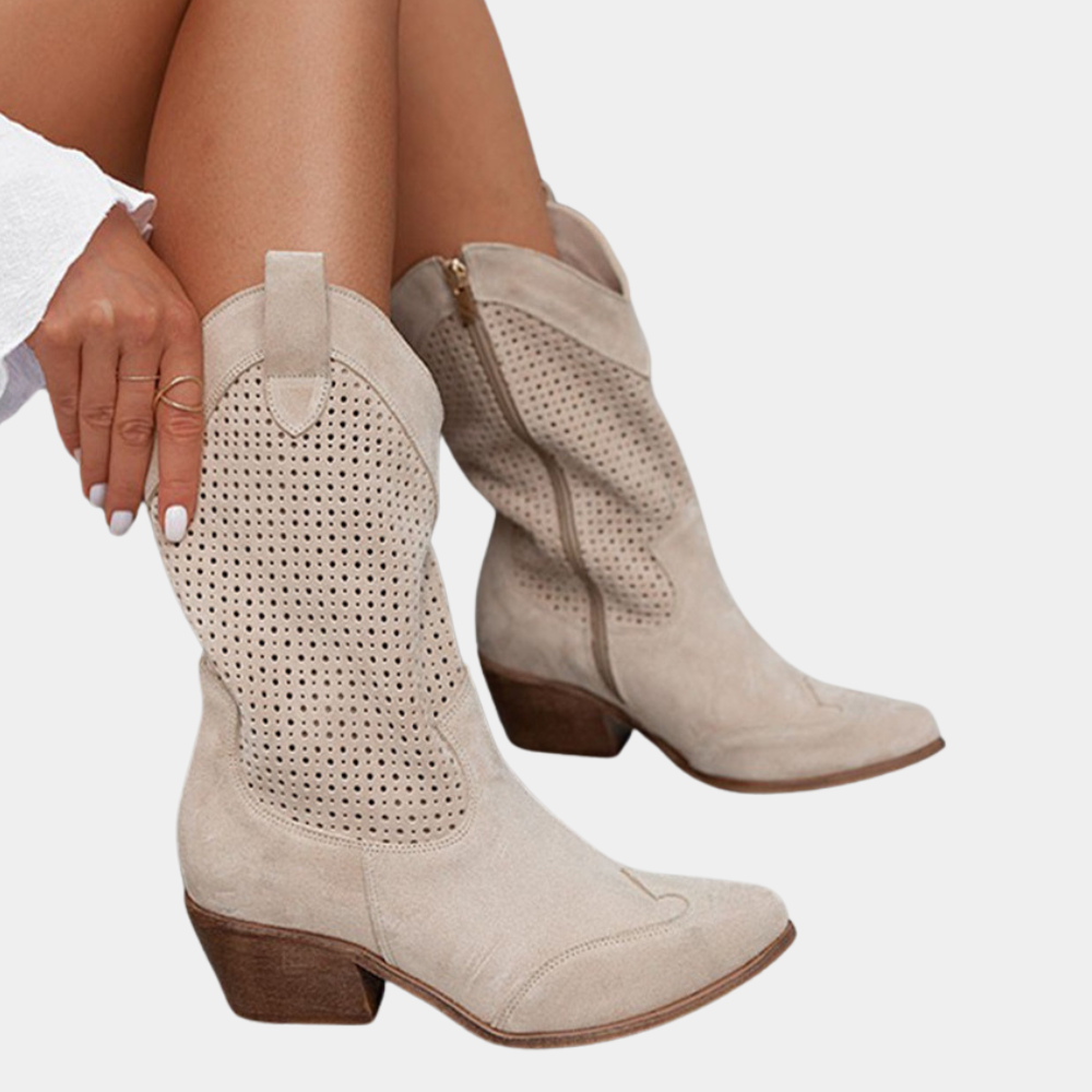 Cowboy Style Orthopedic Boots Women Faux Leather Cushioned Insole