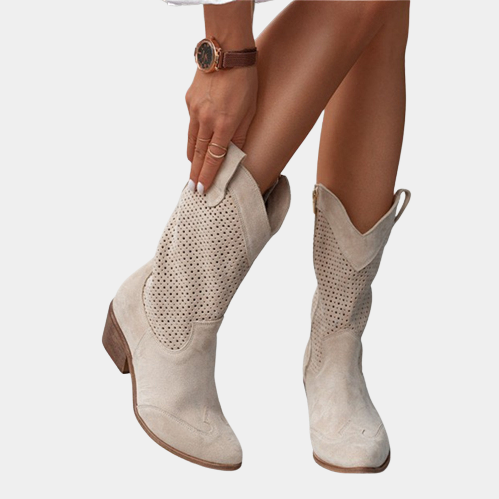 Cowboy Style Orthopedic Boots Women Faux Leather Cushioned Insole