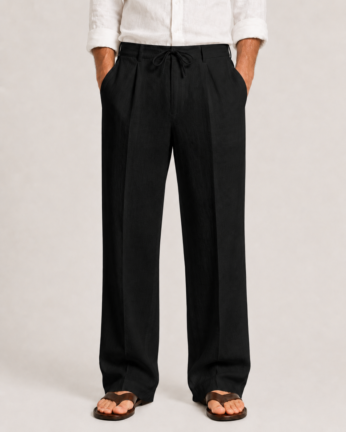 Caspian | Men's Relaxed Straight-Leg Linen-Blend Trousers product image 2