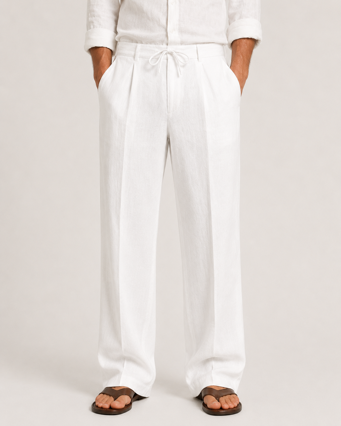 Caspian | Men's Relaxed Straight-Leg Linen-Blend Trousers product image 1
