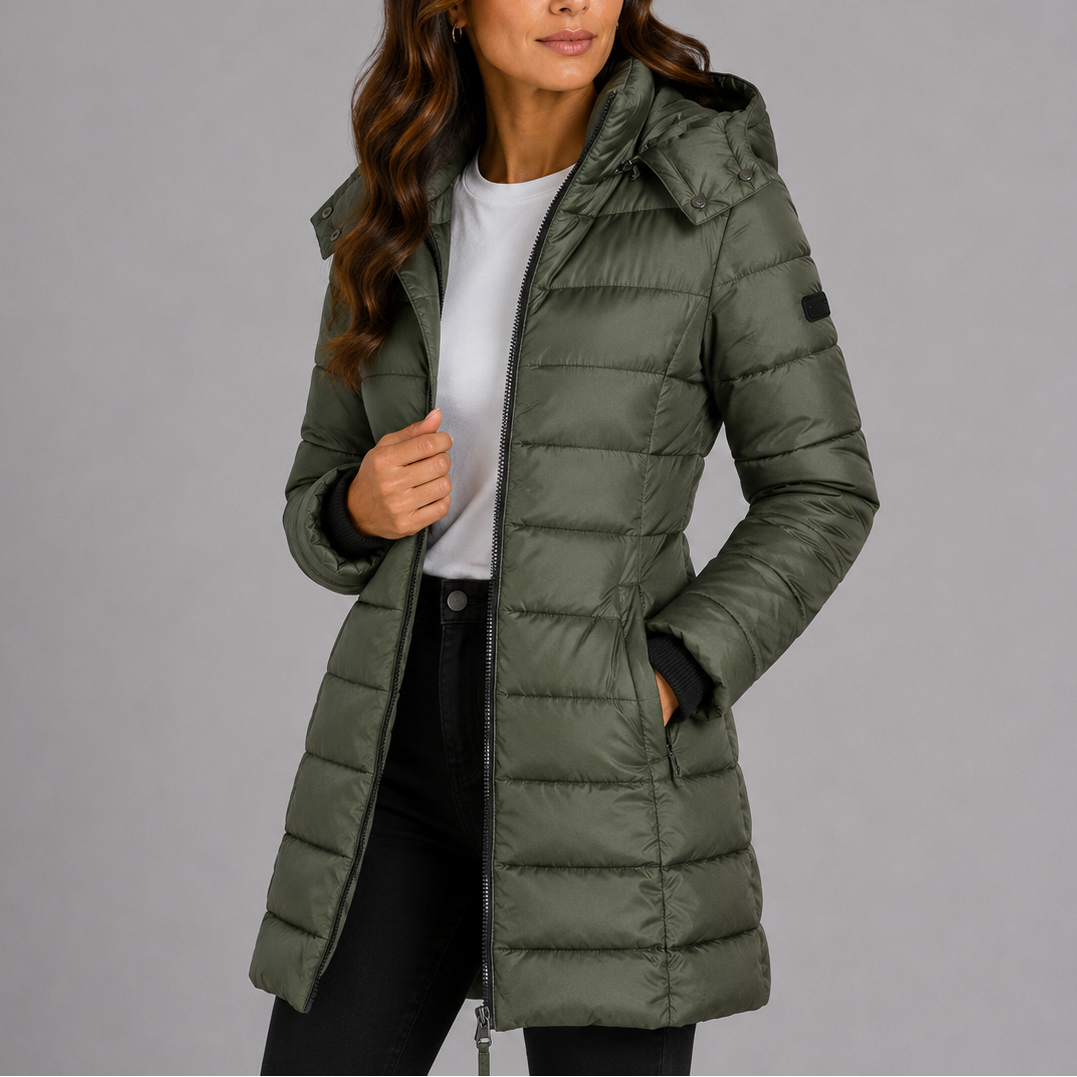 Women's Puffer Jacket Hooded Quilted Winter Wear