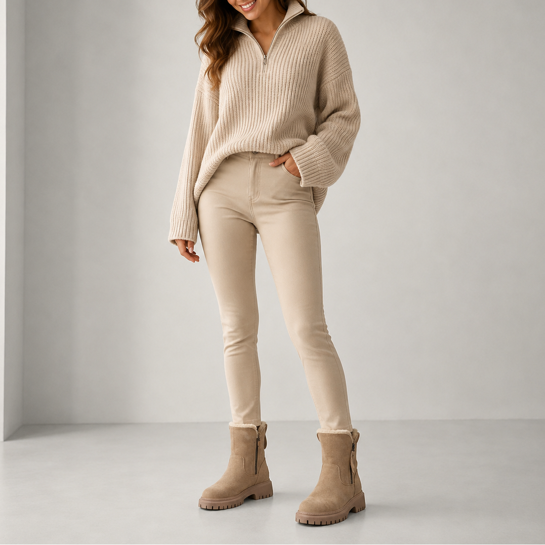 Women's Ankle Boots Faux Fur Lined Chunky Sole