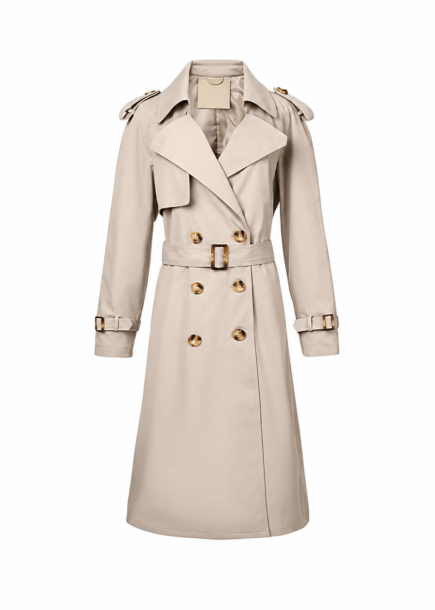 Women's Trench Coat Double Breasted Belted Structured