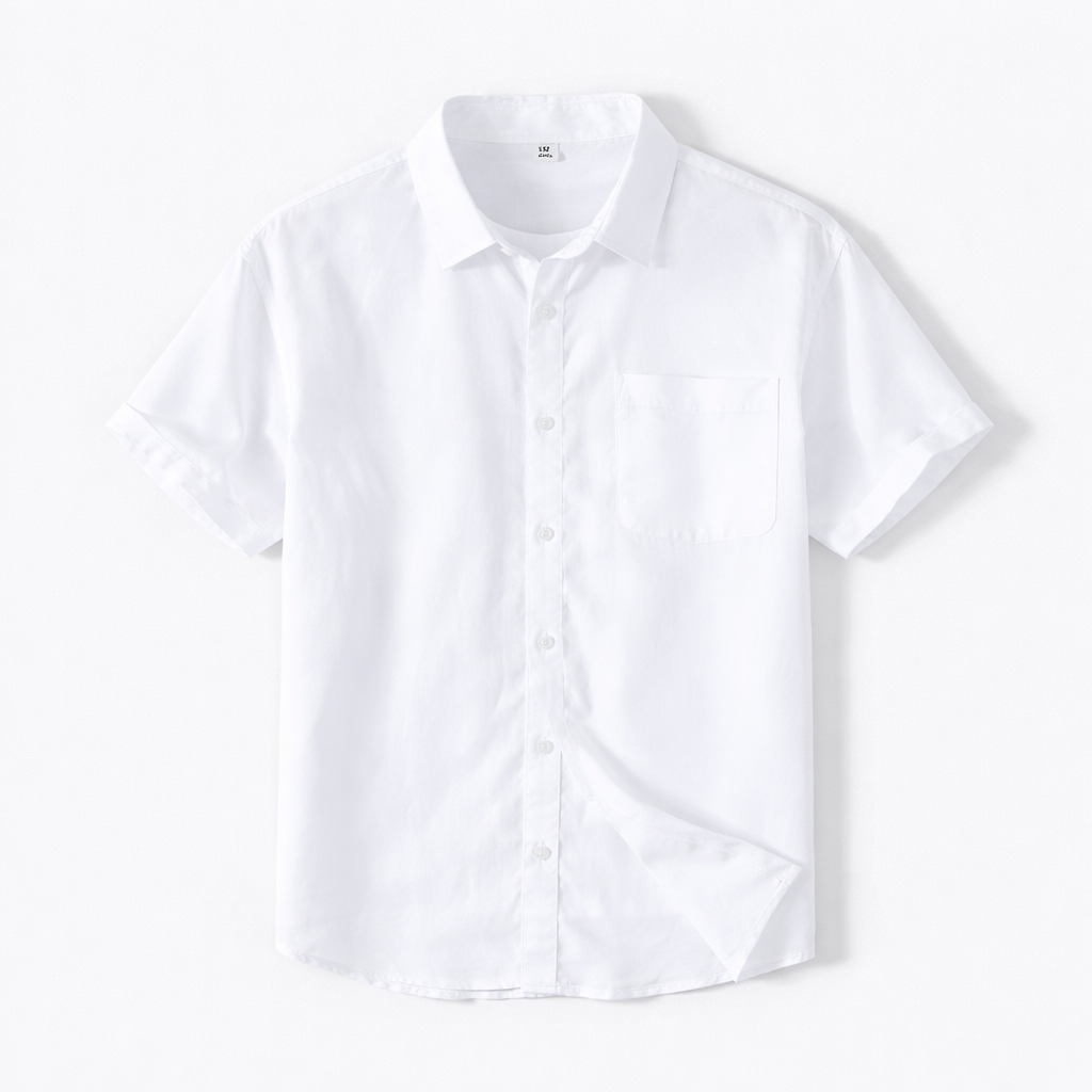 Short Sleeve Shirt in Striped Linen-Cotton
