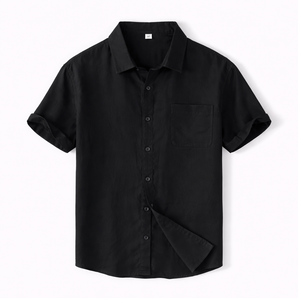 Short Sleeve Shirt in Striped Linen-Cotton