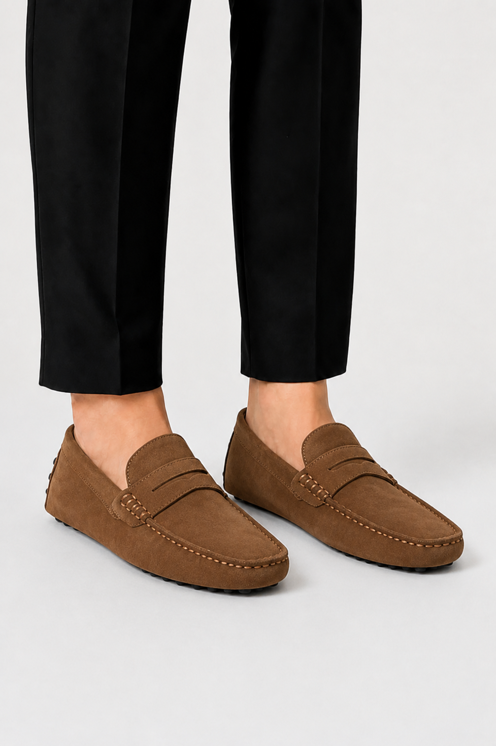 Men's Driving Loafers Suede Penny Strap Slip On Moccasin