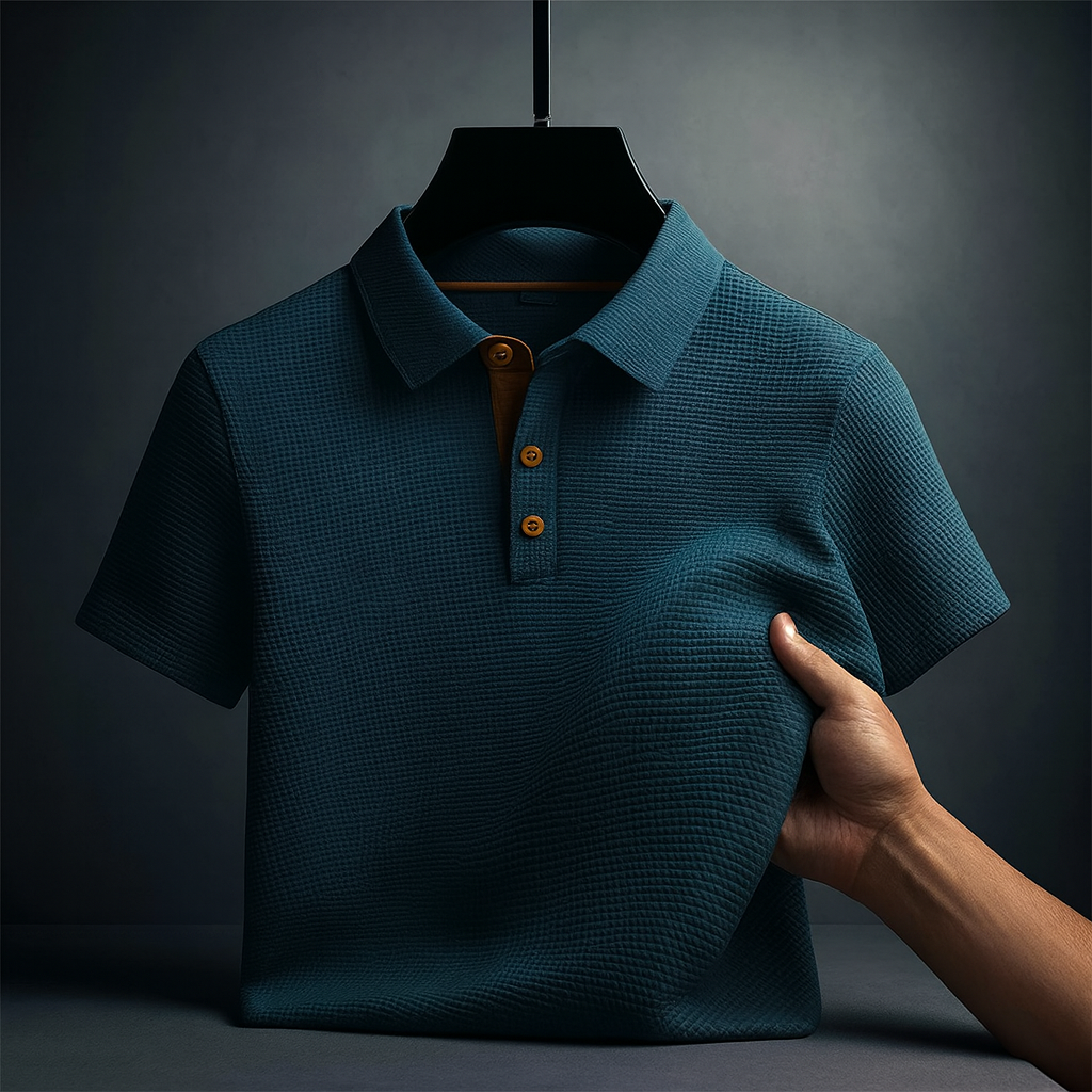Dumain / Men’s Short Sleeve Polo Shirt with Textured Knit