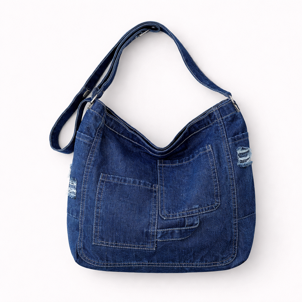 Shoulder Tote Bag in Denim with Large Capacity
