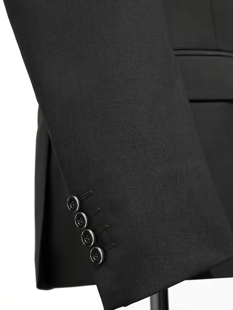 Men's Three Piece Suit Woven Fabric Peak Lapel Tailored Fit Formal