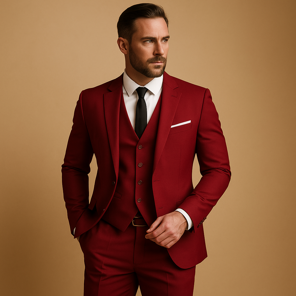 Suit Men's Woven Fabric Three Piece Design