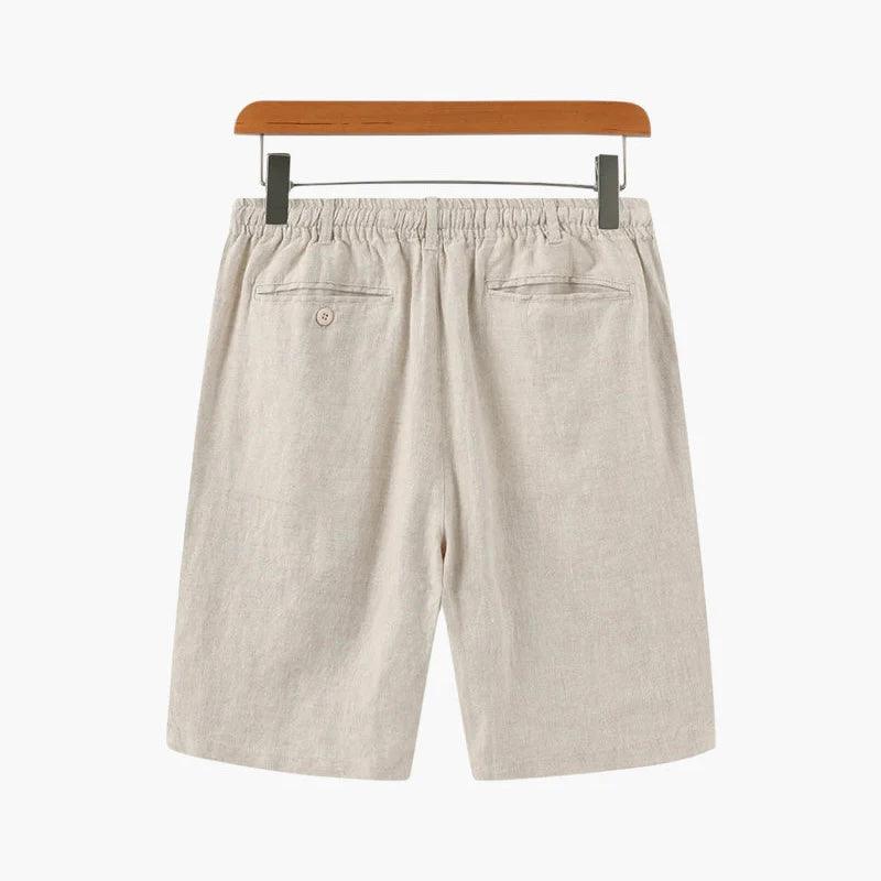 Men's Linen Shorts Elasticated Waist Drawstring Straight Leg Casual