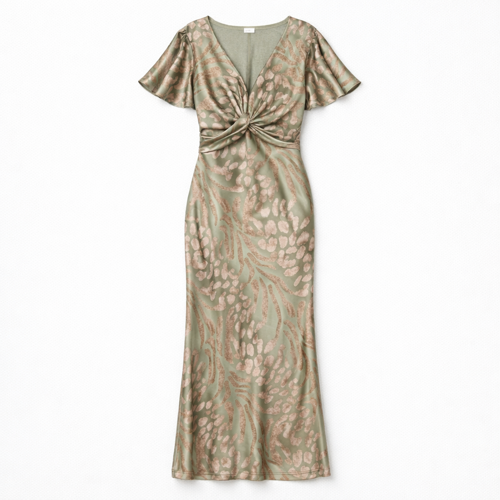 Midi Dress Printed with Twist Front Detail