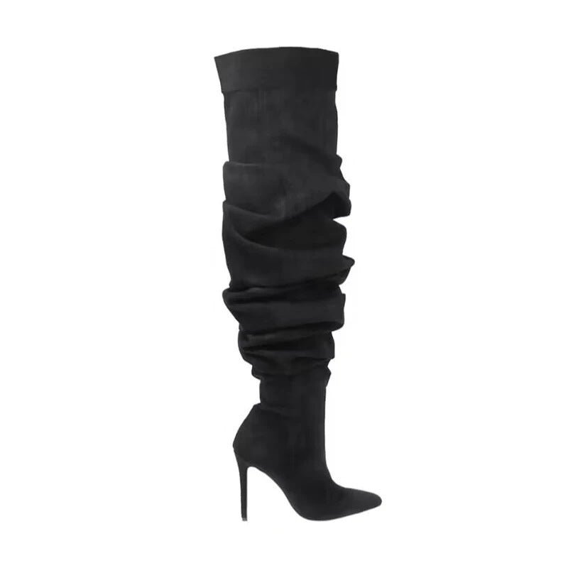 Knee-High Boots in Denim